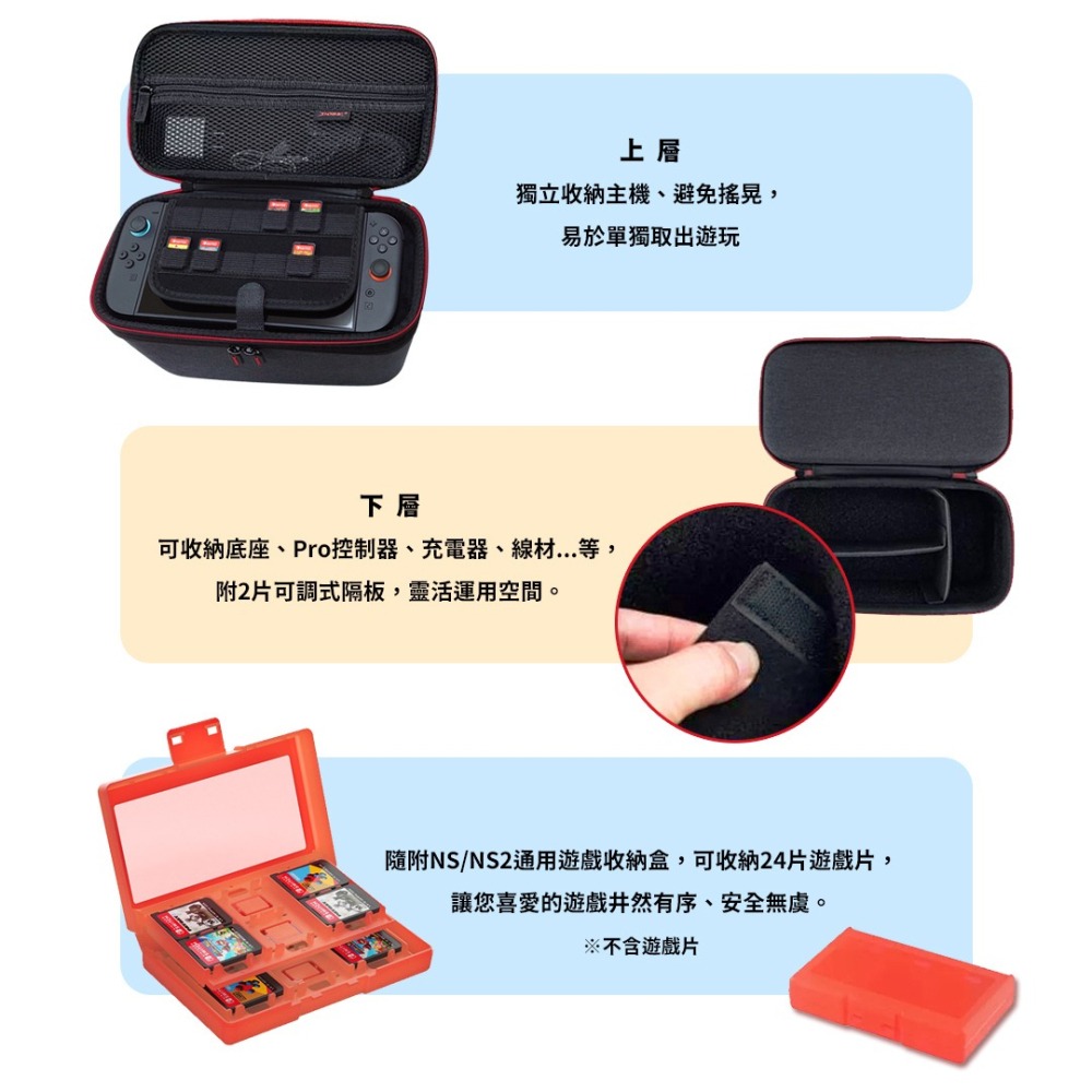 【全新現貨發票】DOBE Switch NS2 雙層 主機配件全套收納包 (附遊戲收納盒) TNS-3175 子母包-細節圖5