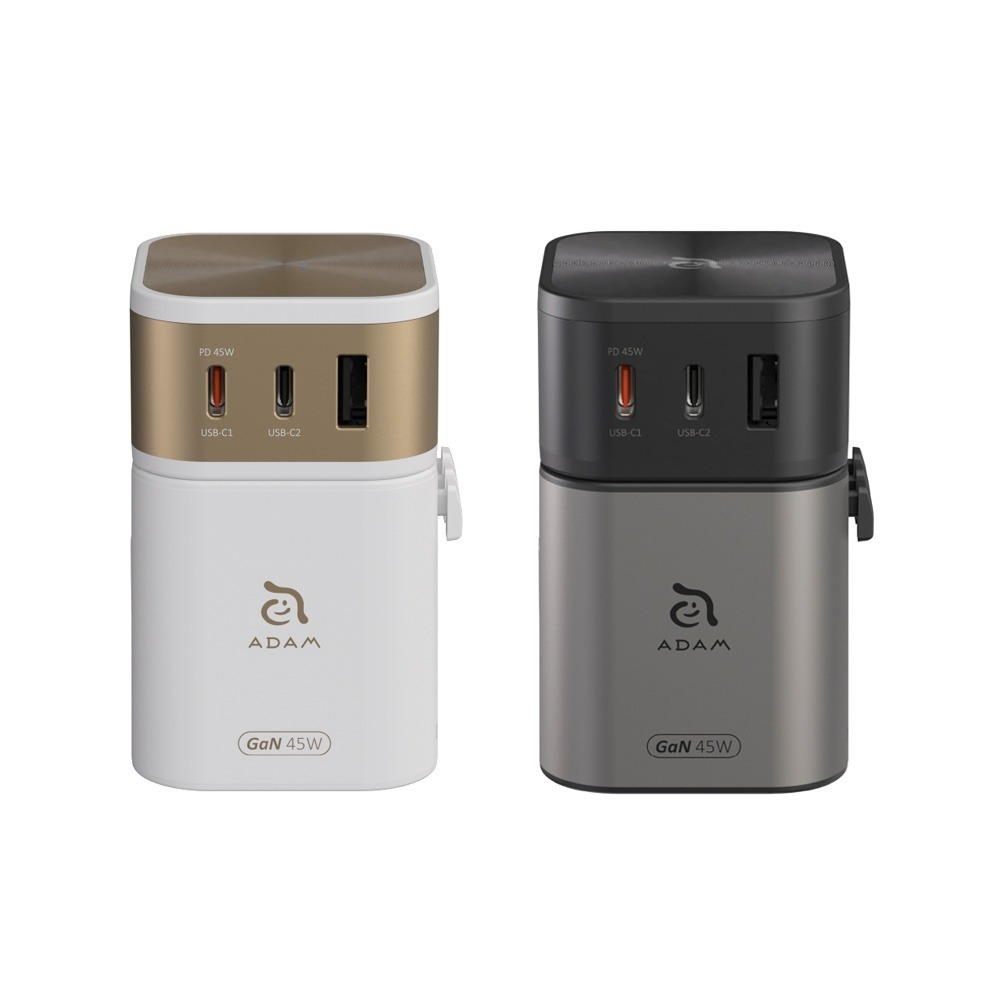 ADAM 亞果元素 T45 45W 旅行電源供應器 二合一 USB-C/USB-A 多功能萬國轉接頭[夢遊館]-細節圖2