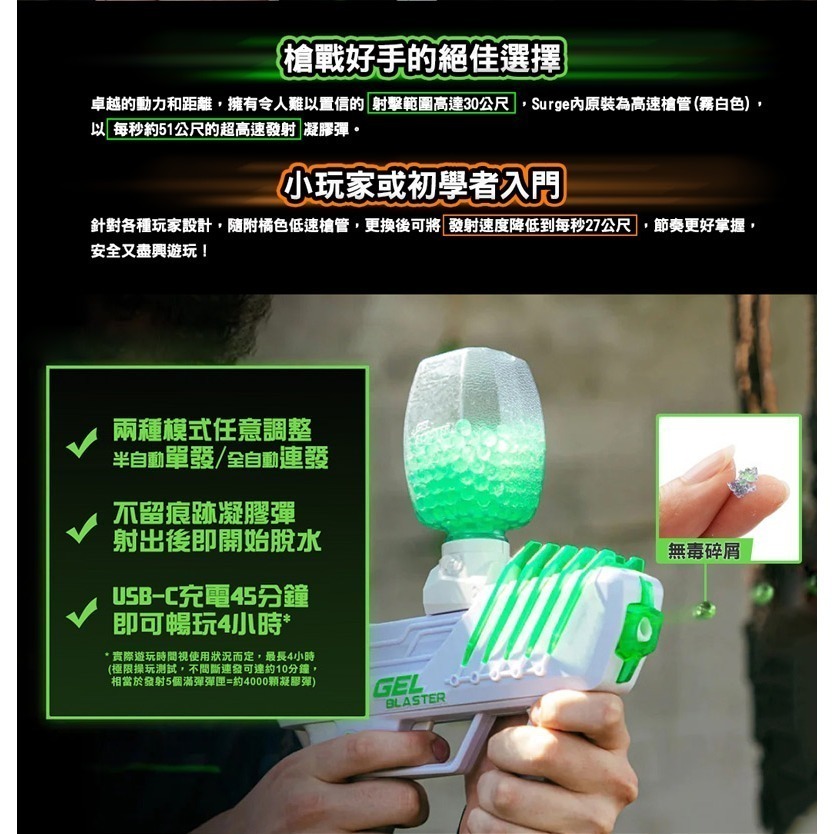【菁英狙擊組】美國Gel Blaster Surge凝膠彈玩具槍/電動連發水彈槍 智能藍芽標靶 凝膠彈 聖誕節 交換禮物-細節圖7