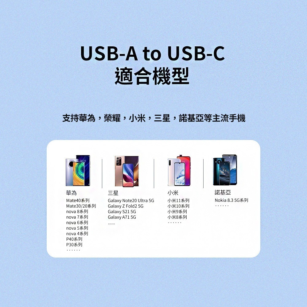NOKIA 雙線組 USB-A to C & A to Lightning 2A 快速充電線 100cm E8101-細節圖9