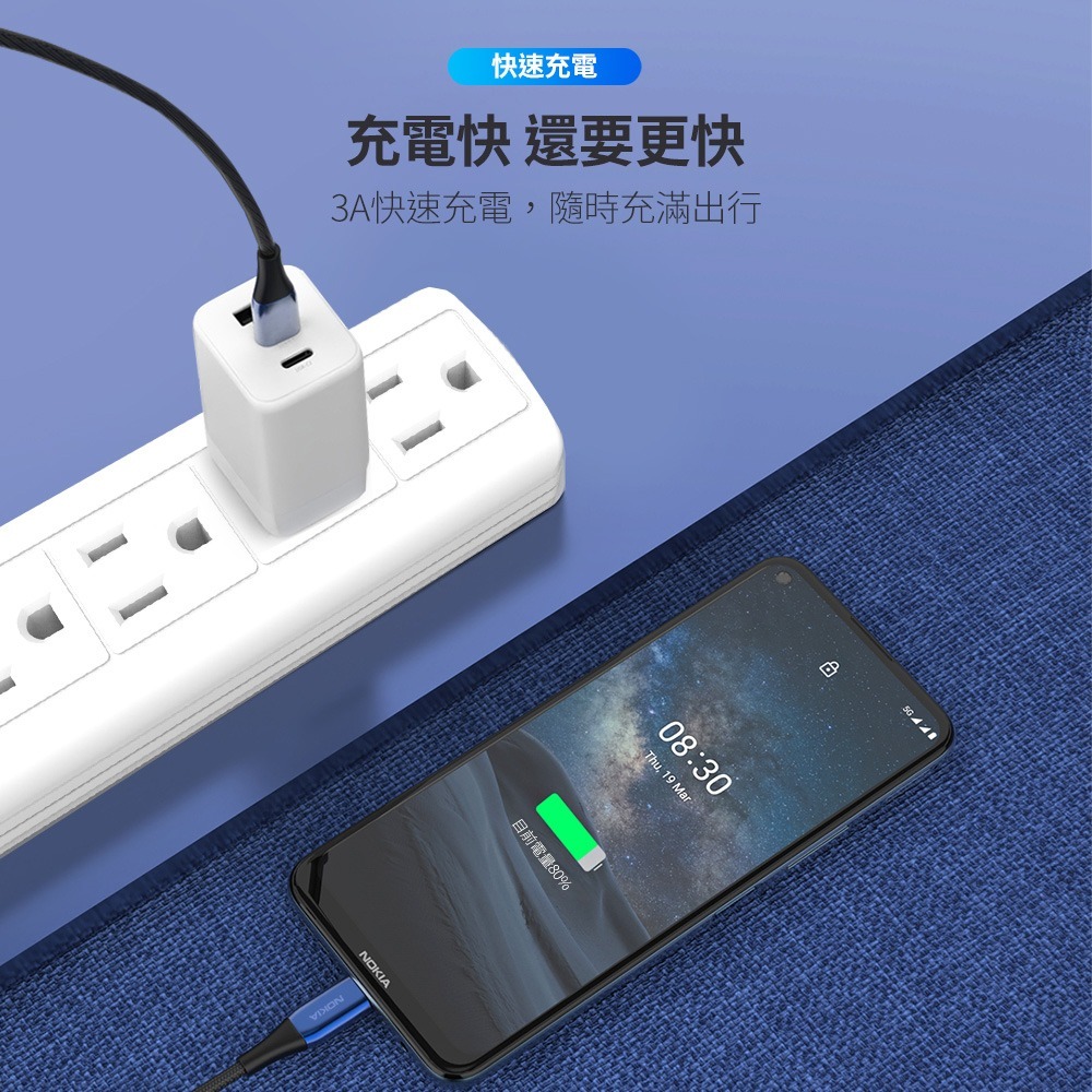 【全新現貨附發票】NOKIA USB-C to USB-C 125cm 3A 經典極速充電線  P8200C-細節圖5