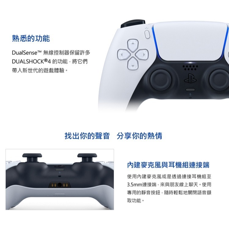 【全新現貨】SONY PS5原廠 DualSense 無線控制器-白色 CFI-ZCT1G+ PS5 007 初露鋒芒-細節圖4