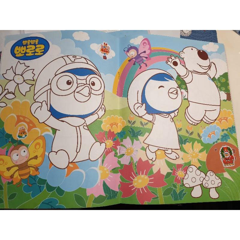 【現貨】韓國 Pororo 快樂小企鵝 著色本 貼紙書-細節圖4