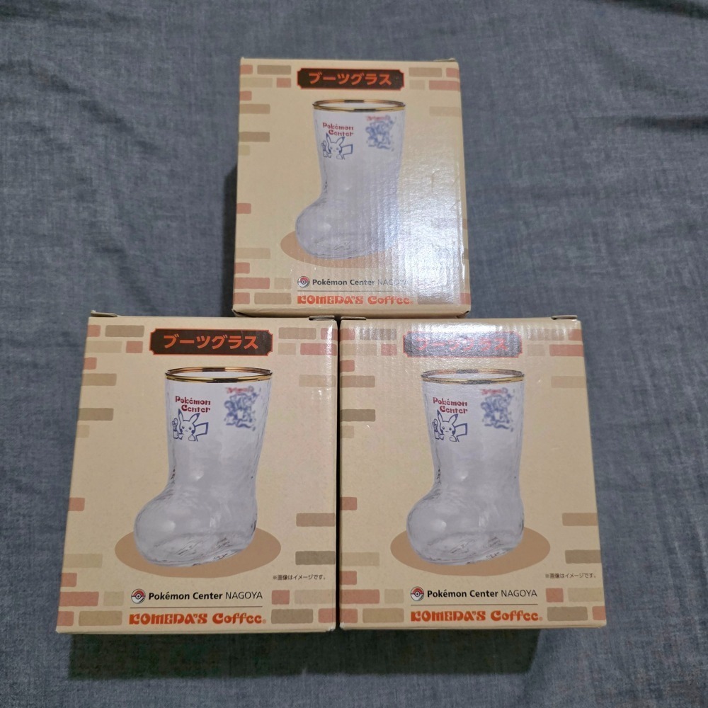 [現貨]日本 寶可夢中心 名古屋限定 コメダ珈琲店  聯名靴子玻璃杯 客美多 komeda 日本製 皮卡丘 限時特價-細節圖2