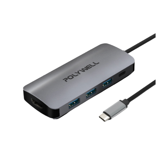 台灣現貨 POLYWELL USB-C 七合一多功能轉接器 集線器 USB3.0 PD充電 HDMI 寶利威爾-細節圖2
