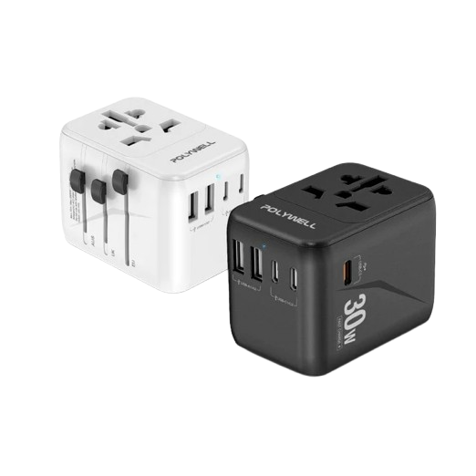 台灣現貨 POLYWELL 多合一萬國轉接頭 旅行轉接插座 30W 三Type-C+雙USB-A 寶利威爾 BSMI免驗-細節圖2