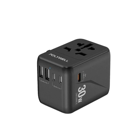 台灣現貨 POLYWELL 多合一萬國轉接頭 旅行轉接插座 30W 三Type-C+雙USB-A 寶利威爾 BSMI免驗-規格圖11