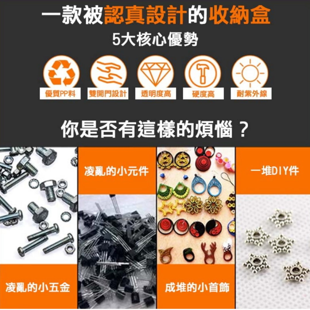 台灣現貨 多格透明收納盒 雙面零件盒 收納盒 螺絲盒 透明分隔零件收納盒 五金零件分類 工具盒 零件盒 薄型收納盒 零件-細節圖6