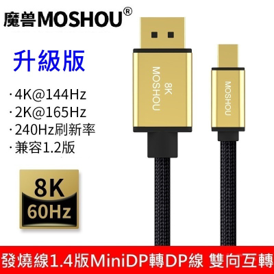 MOSHOU 魔獸 升級版1.4版 8K 60HZ 迷你 mini dp轉DP線 電腦 顯示器 雷電 DP線 1.4版
