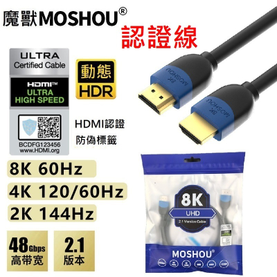 魔獸 MOSHOU 超高速 HDMI 2.1 認證款 電腦 顯示卡 PS4 PS5 機上盒 8K 4K120HZ HDR