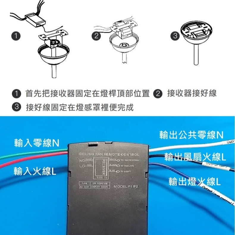 led 風扇燈 吸頂燈 無線遙控器 開關通用隱形吊扇燈 定時接收器 調速控制器 三檔調速控制 定時開關 通用款 110V-細節圖8