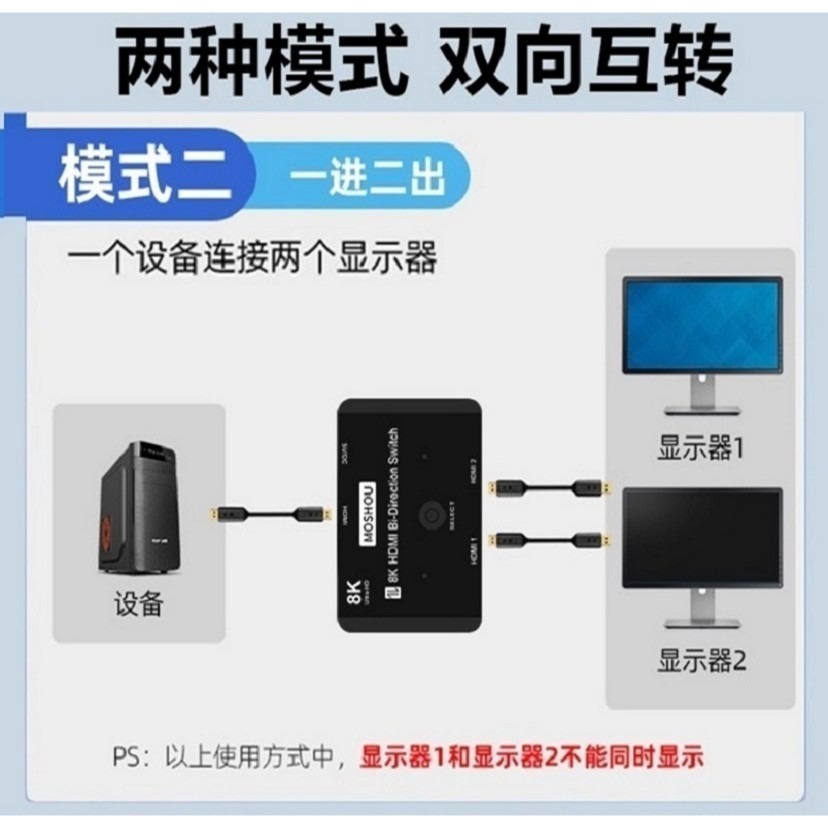 魔獸 HDMI2.1版 2進1出 1進2出 高清双向切換器 Swith PS4 PS5 8K 60Hz 4K 120HZ-細節圖3