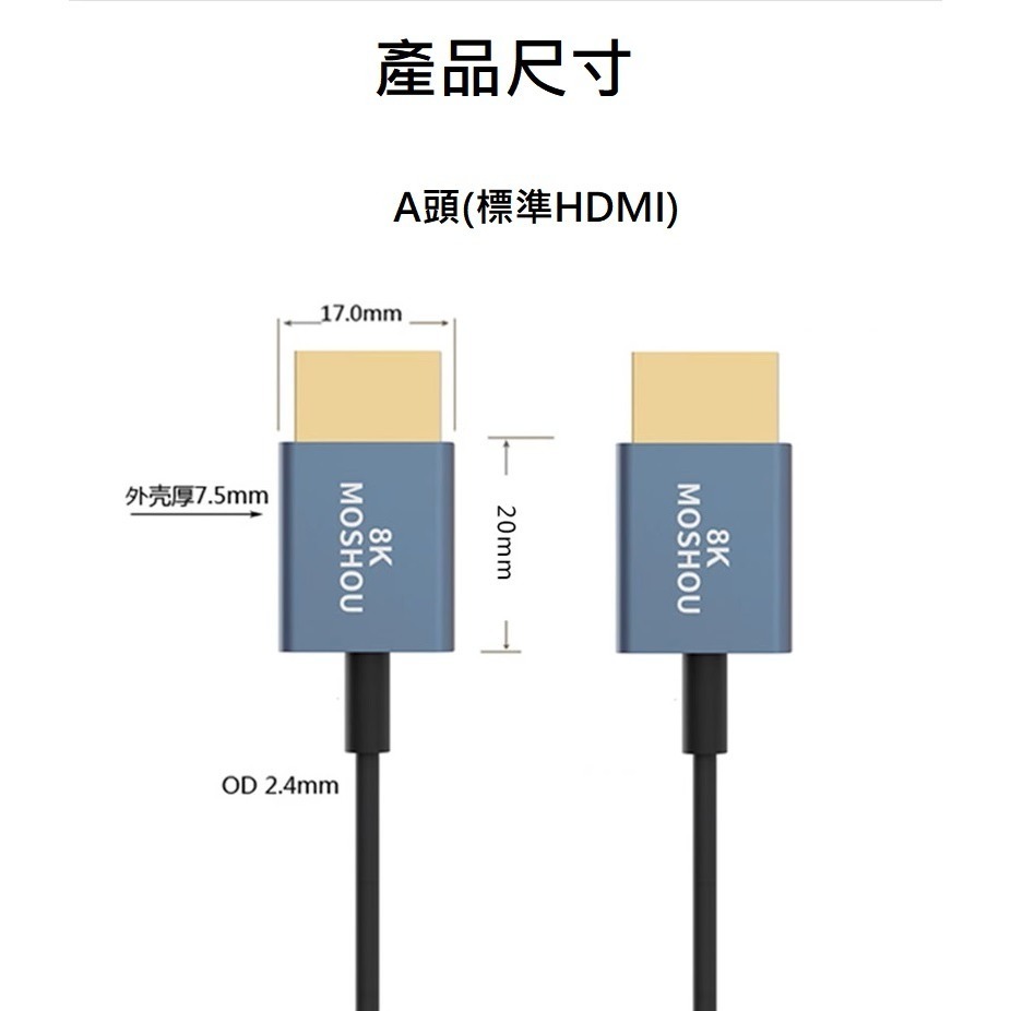 魔獸 超細款 超柔軟 線徑 2.4mm 同軸 2.1版 電腦 PS4 PS5 8K 60HZ 4K 120Hz HDR-細節圖11