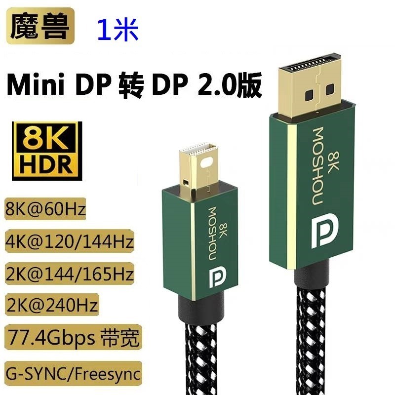 魔獸 MOSHOU  Mini DP轉DP線2.0版 DP2.0 相容1.4版 8K 60Hz 4K 144Hz HDR-規格圖10