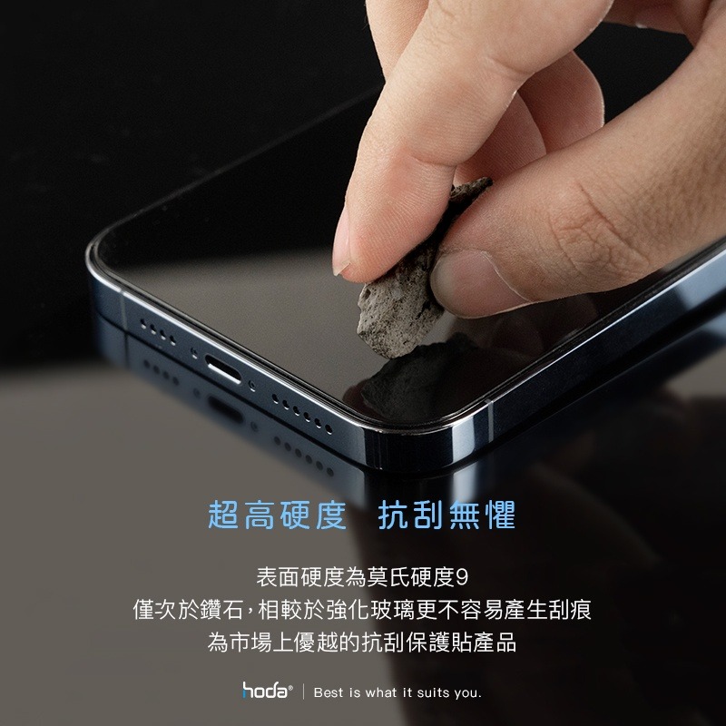 hoda iPhone 15 Pro Max Plus 14 13 12 藍寶石滿版螢幕保護貼 附貼膜神器-細節圖6