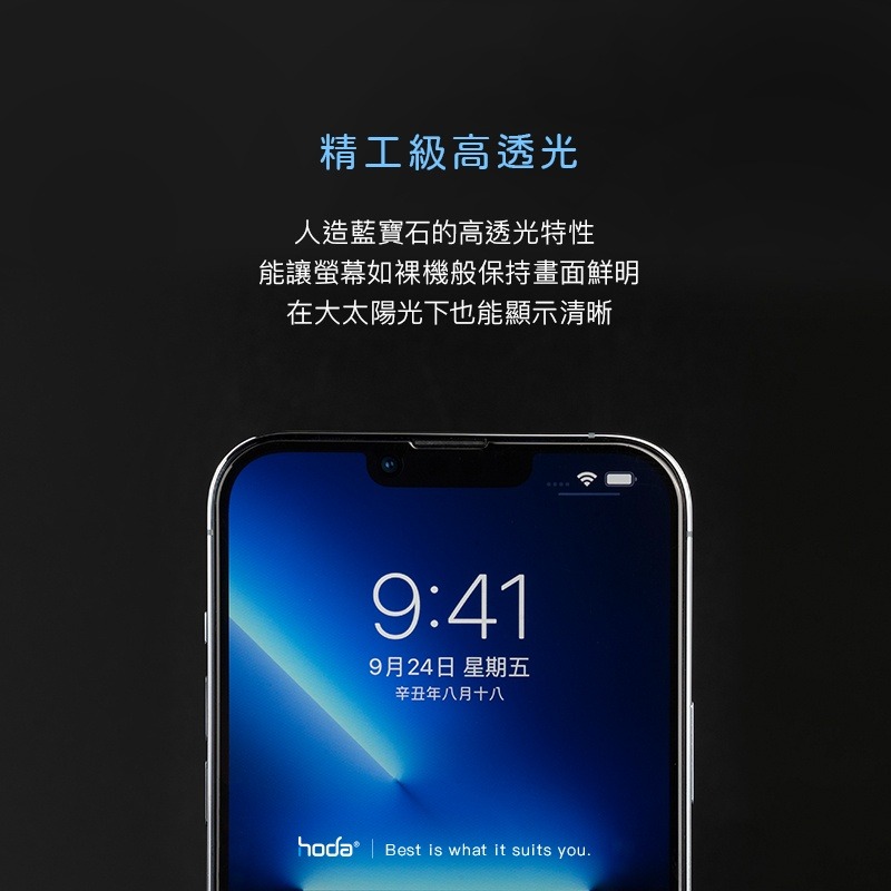 hoda iPhone 15 Pro Max Plus 14 13 12 藍寶石滿版螢幕保護貼 附貼膜神器-細節圖8