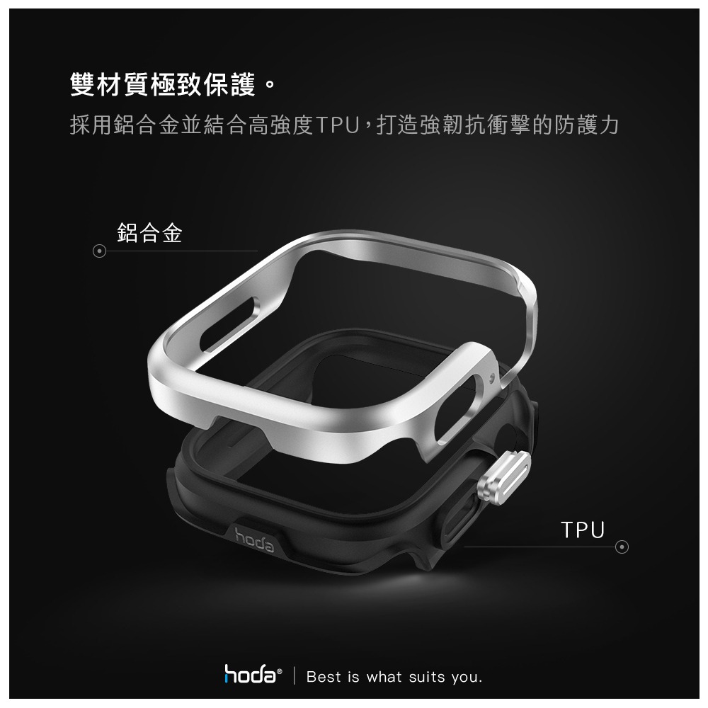 hoda Apple Watch S9 S8 SE S7 曜石鋁合金防摔保護殼-細節圖3