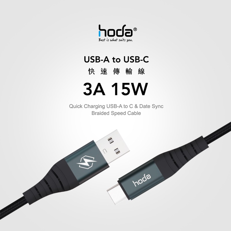 hoda iPhone 15 Pro Max Type-C USB-C 充電線 尼龍編織 快速充電傳輸線-細節圖2