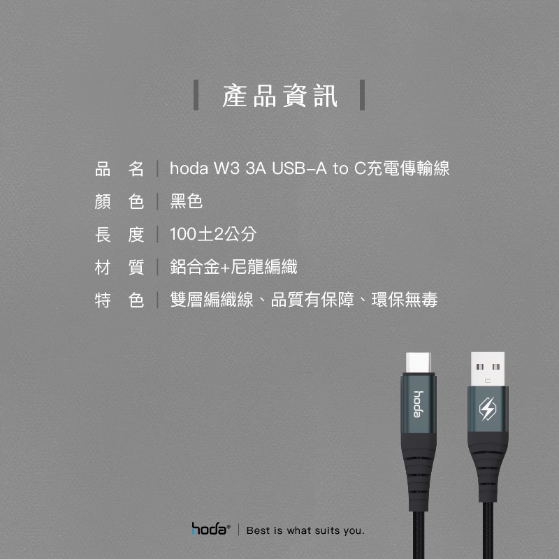 hoda iPhone 15 Pro Max Type-C USB-C 充電線 尼龍編織 快速充電傳輸線-細節圖9