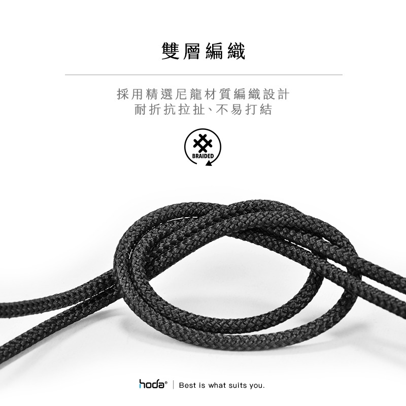 hoda Lightning USB W3 尼龍編織 2.4A快速充電傳輸線-細節圖6