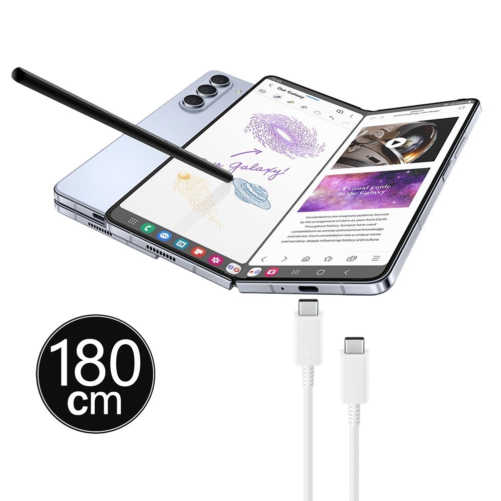 SAMSUNG 原廠 Z Fold7 Flip7適用 5A,1.8m Type C to Type C線 (DX510)-細節圖5