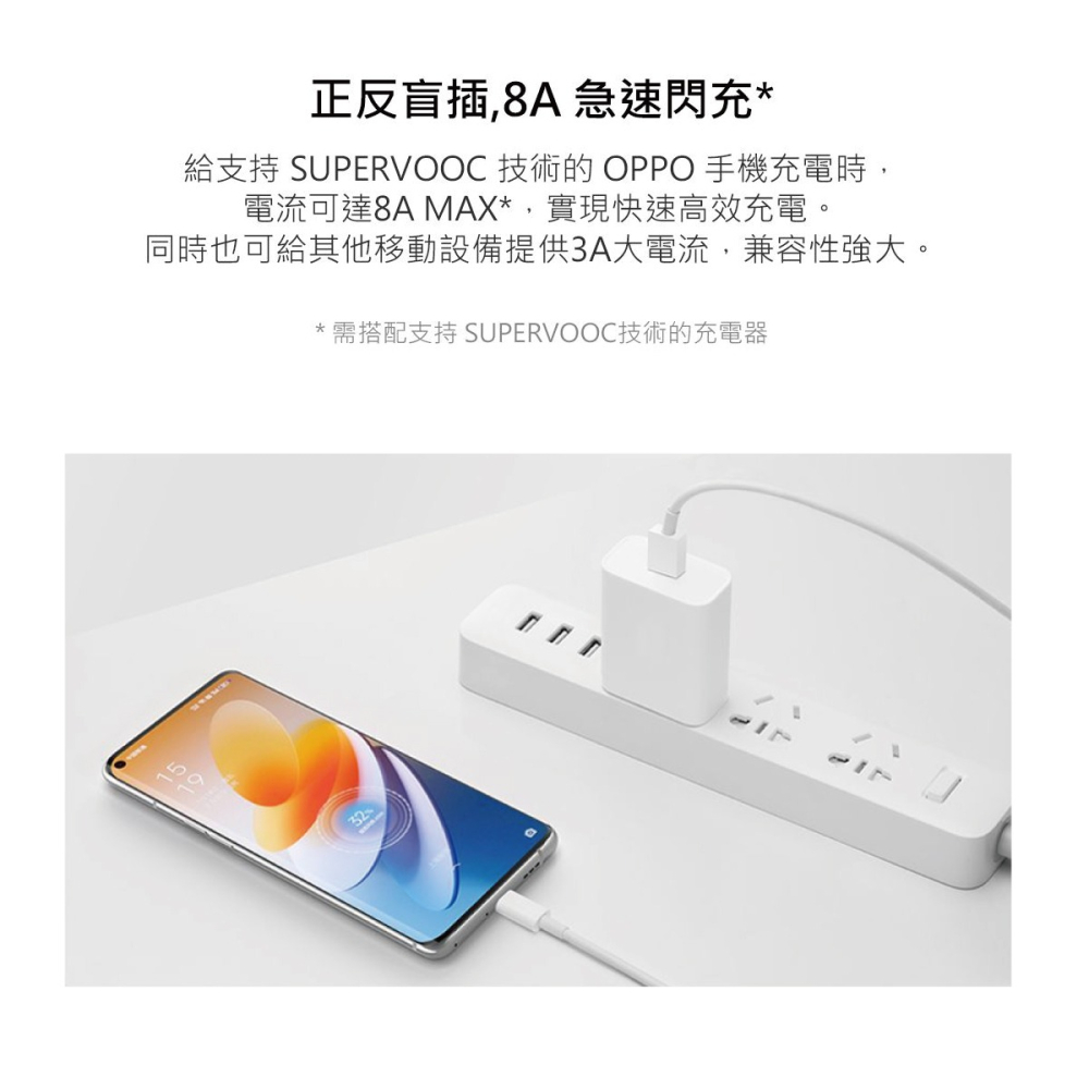 OPPO 原廠DL129 8A Type-C 超級閃充充電線 SuperVOOC (密封裝)-細節圖7