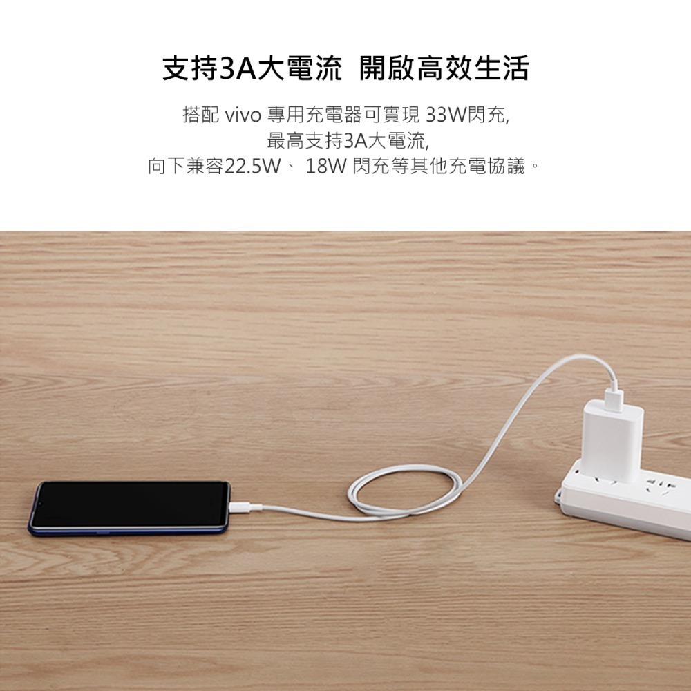 VIVO 原廠 3A Type-C 閃充充電線-支援33W閃充 (盒裝)-細節圖8