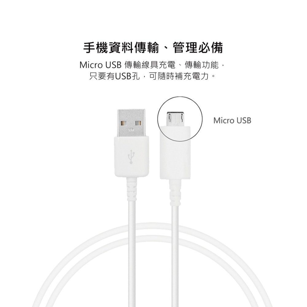 SAMSUNG 三星製造 白色新版 Micro USB 充電線-1m (袋裝)-細節圖6