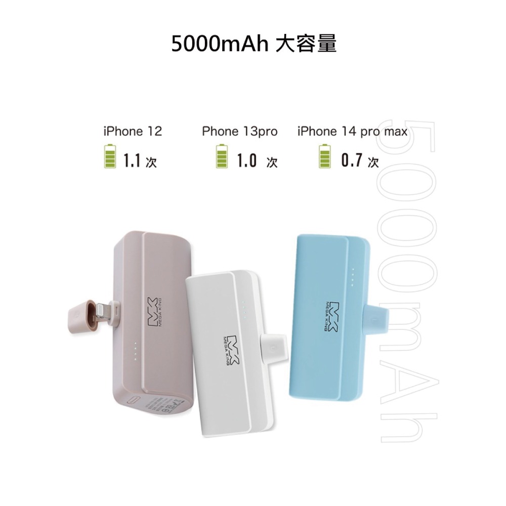 MEGA KING 原廠 5000mAh 直插式口袋行動電源 / Lightning接口 (盒裝)-細節圖9