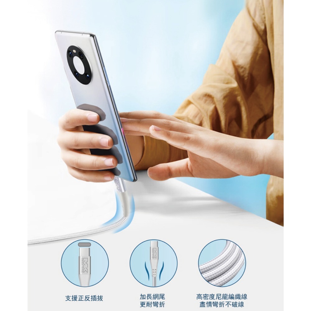 MEGA KING 原廠 100W Type-C to Type-C 編織充電線 20V/5A - 1m (盒裝)-細節圖9