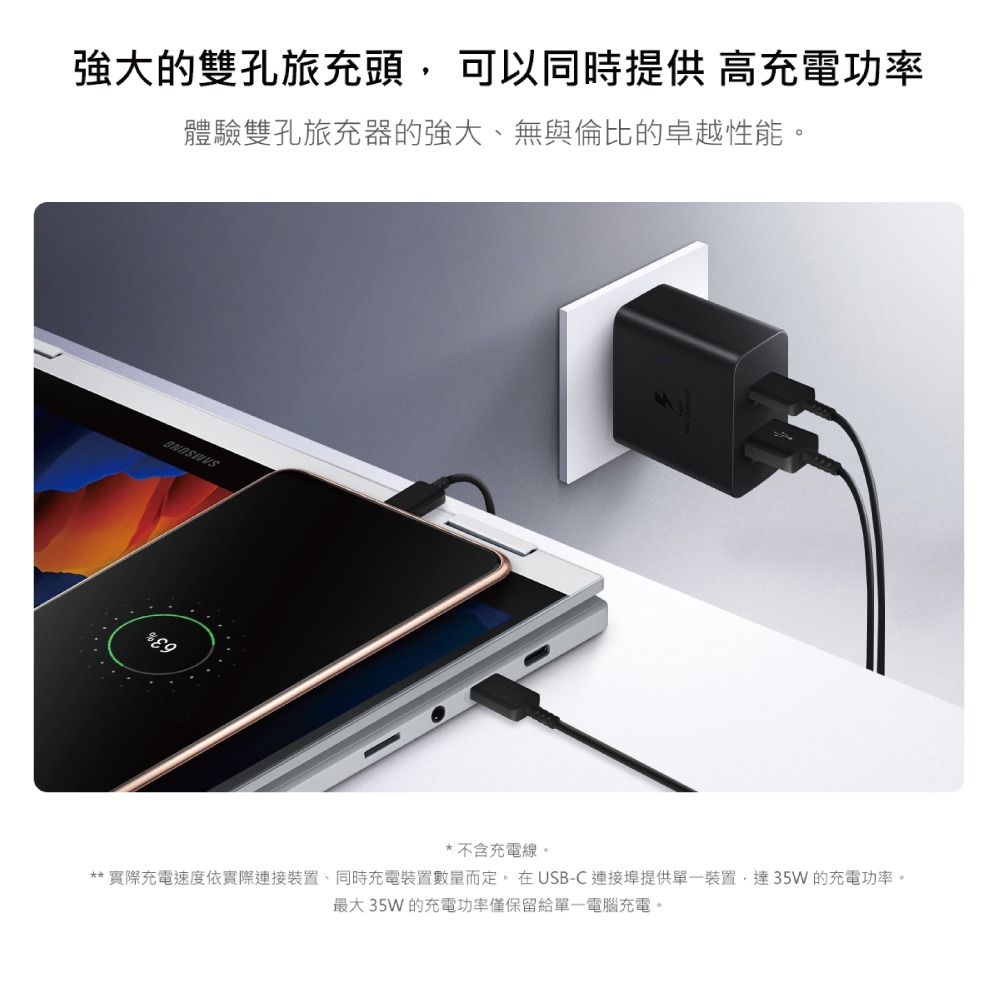 Samsung 三星 原廠 35W PD 雙孔快充旅充頭 USB-C & USB-A (EP-TA220)-細節圖9