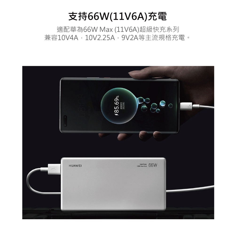 HUAWEI華為 原廠CC790 6A USB-A to Type-C 超級快充充電線 1M - 白 (盒裝)-細節圖8