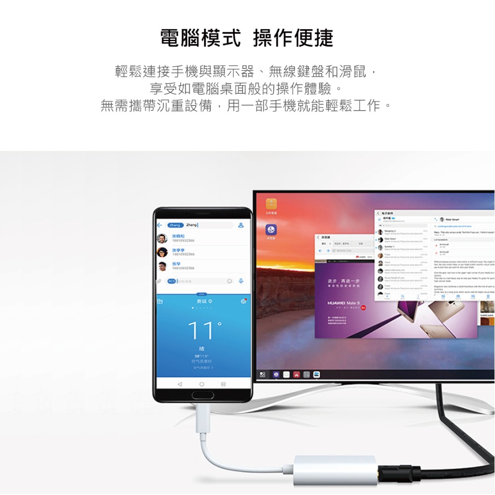 HUAWEI華為 原廠AD11 MateDock 2 多媒體HDMI轉接器 Type C - 白 (盒裝)-細節圖9