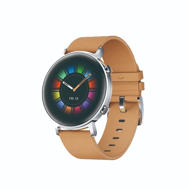 HUAWEI Watch GT2 42mm專用 原廠真皮錶帶20mm - 卡其色-細節圖5