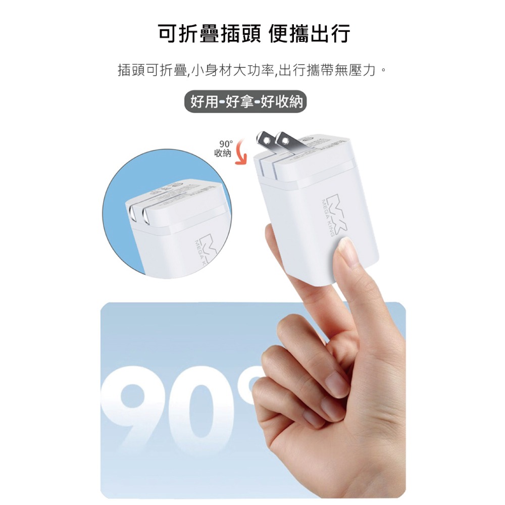 MEGA KING 原廠 65W GaN氮化鎵PD三孔旅充頭 USB-A & Type-C (盒裝)-細節圖9