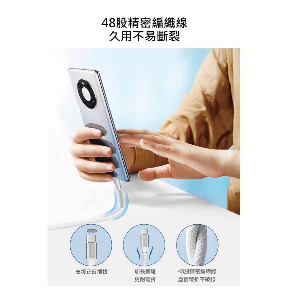 MEGA KING 原廠 60W Type-C to Type-C 編織充電線 20V/3A - 2m (盒裝)-細節圖9