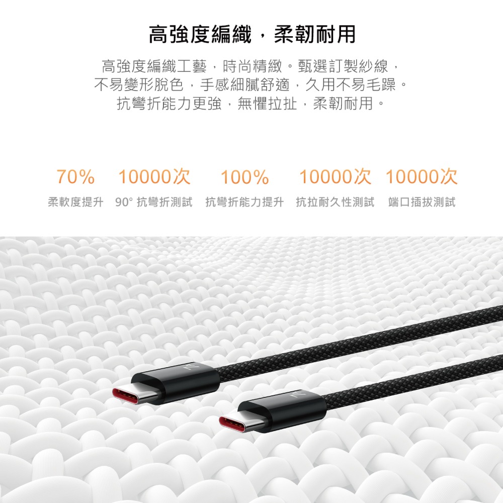 HUAWEI華為 原廠CC718 7A Type-C to Type-C 編織線 1.8m -黑 (支援140W超快充)-細節圖7