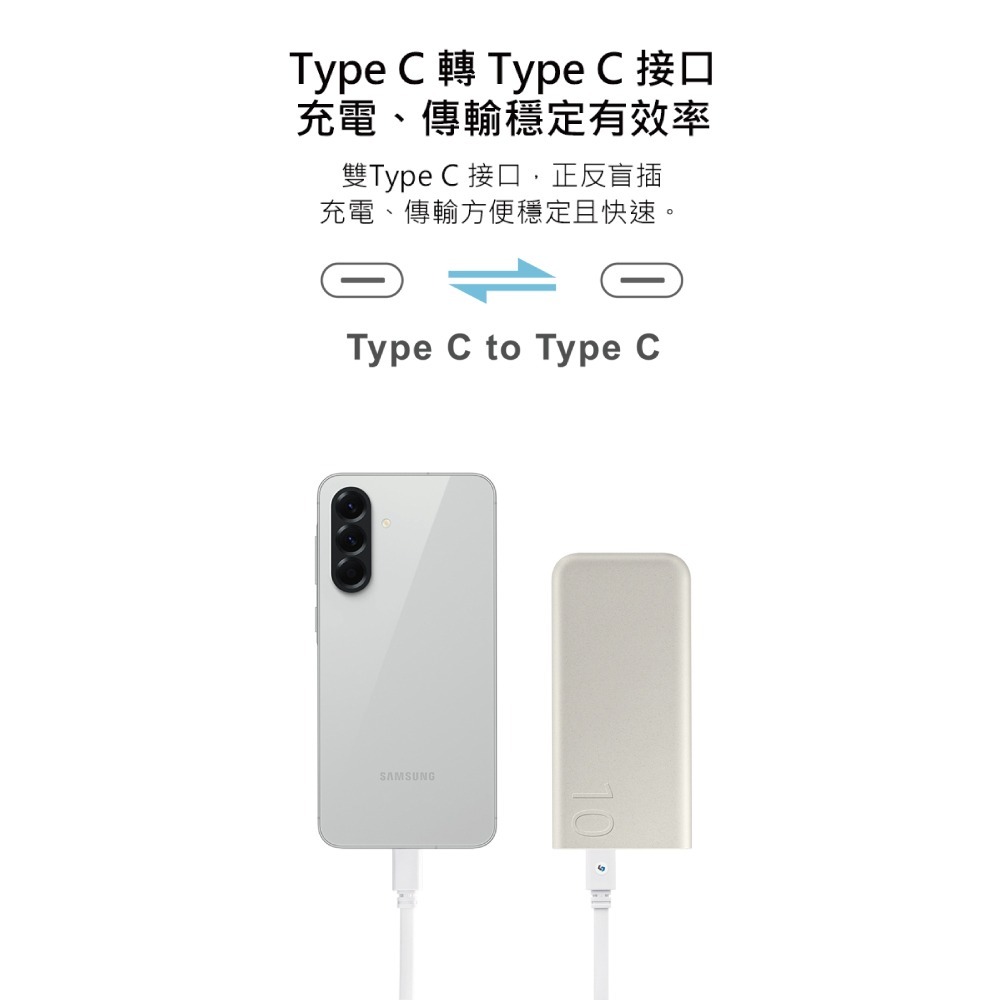 Samsung 三星製造 20cm扁線短版 Type-C to Type-C充電線 - 行動電源適用 (袋裝)-細節圖9