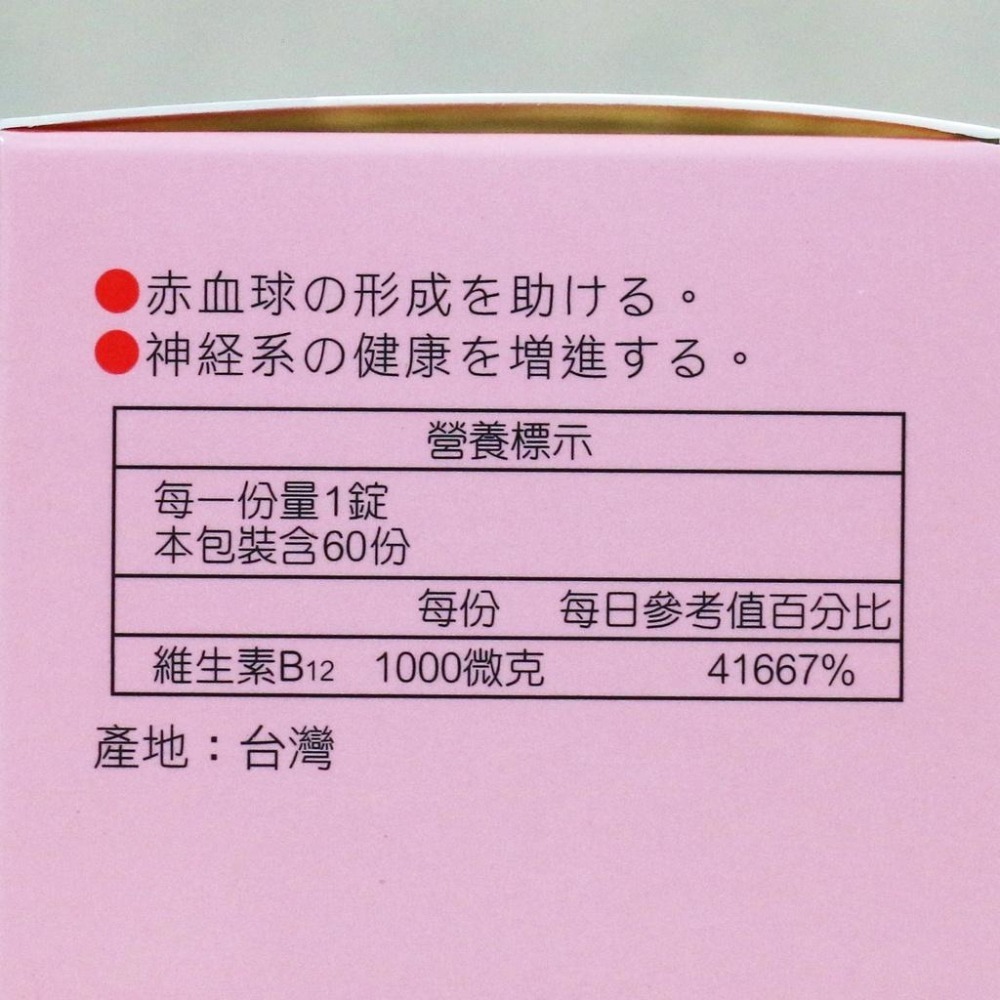 渡邊 維他命B12膜衣錠 60錠 1000μg-細節圖2