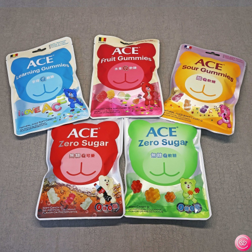 ACE Q軟糖 字母48g/水果48g/酸熊44g/可樂44g/無糖48g