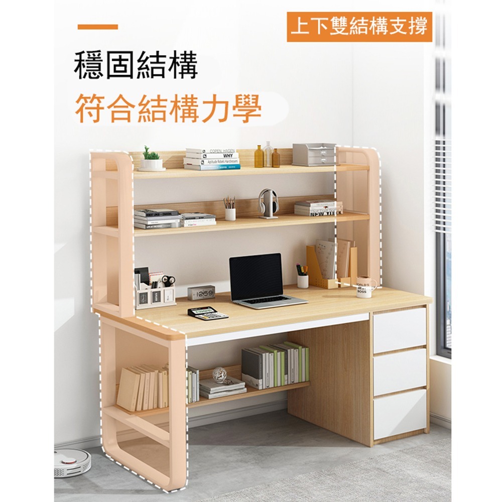 【台灣現貨 041】書桌 電腦桌帶鍵盤架 工作桌 抽屜收納 DIY寫字桌 辦公桌 大桌面收納桌 免運 可貨到付款-細節圖3