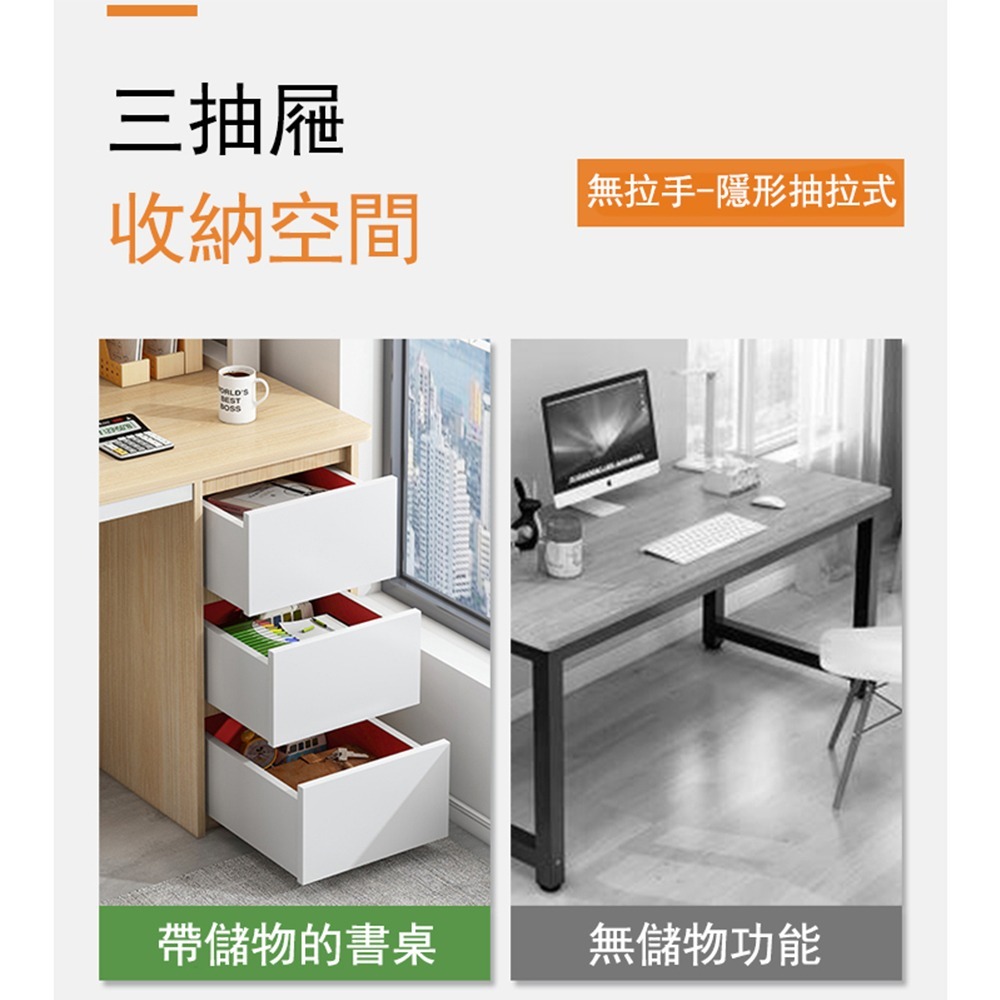 【台灣現貨 041】書桌 電腦桌帶鍵盤架 工作桌 抽屜收納 DIY寫字桌 辦公桌 大桌面收納桌 免運 可貨到付款-細節圖6