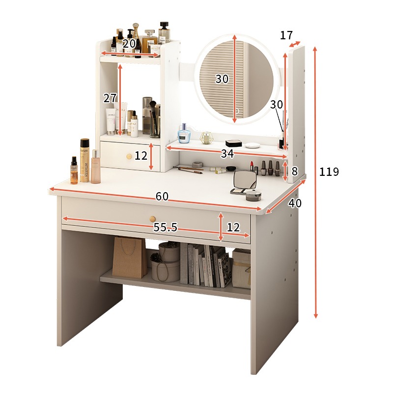 [E家工廠209]  北歐化妝桌 大容量 化妝台 梳妝桌 梳妝台 鏡台 收納化妝台 收納化妝桌  貨到付款 免運-細節圖3