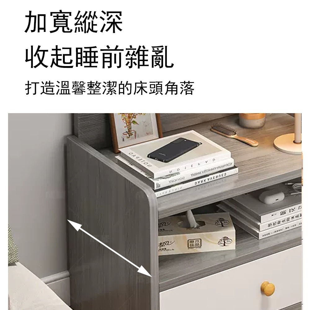 【台灣現貨 291】床頭櫃 北歐床邊桌 小櫃子 雙抽收納床頭櫃 小型邊桌 臥室收納櫃 免運 可貨到付款-細節圖5