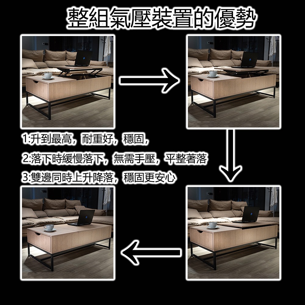 【台灣現貨 123】升降茶几 茶几桌 邊桌 收納茶几 客廳茶几  客廳桌 客廳收納 咖啡桌 會客桌 茶几 免運-細節圖8