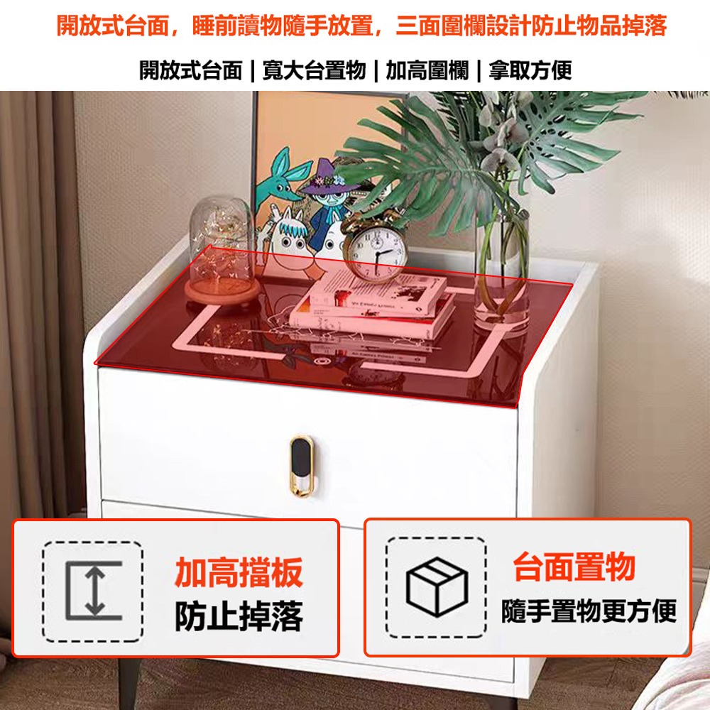 【台灣現貨 052】免組裝智能床頭櫃 帶無線充電 多功能床邊櫃 小櫃子 臥室床頭櫃 50公分雙抽床頭櫃 免運 可貨到付款-細節圖5