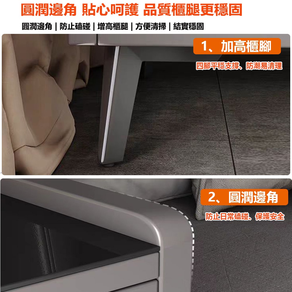 【台灣現貨 052】免組裝智能床頭櫃 帶無線充電 多功能床邊櫃 小櫃子 臥室床頭櫃 50公分雙抽床頭櫃 免運 可貨到付款-細節圖7