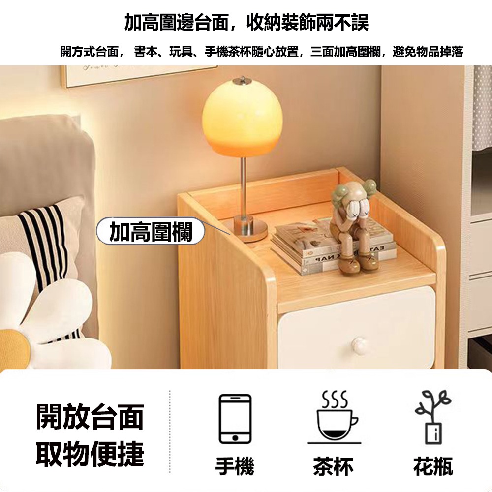 【台灣現貨 074】床頭櫃 三抽床頭櫃 抽屜櫃  簡易床邊櫃 收納櫃 床邊桌 小型邊桌 免運 可貨到付款-細節圖3