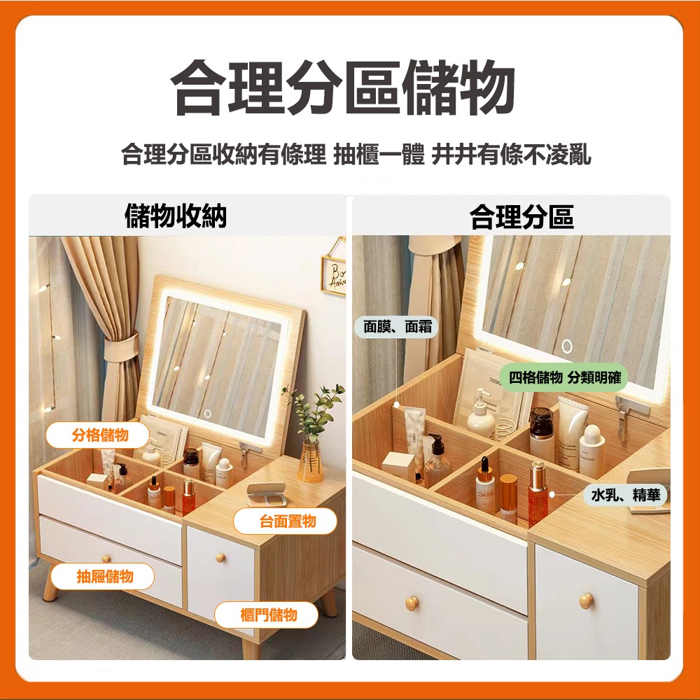 【台灣現貨 197】 化妝桌 簡約化妝臺 大容量梳妝台 化妝桌 梳妝桌 梳妝台 鏡台 收納化妝桌  可貨到付款-細節圖2