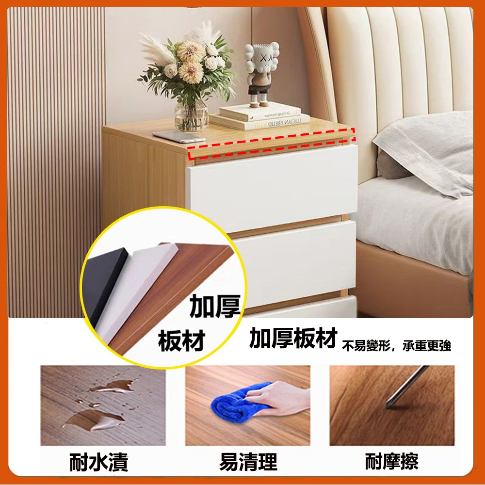 【台灣現貨 433】 北歐床頭櫃 三層斗櫃 床邊櫃 收納櫃 抽屜櫃 小櫃子 床邊桌 免運 可貨到付款-細節圖6